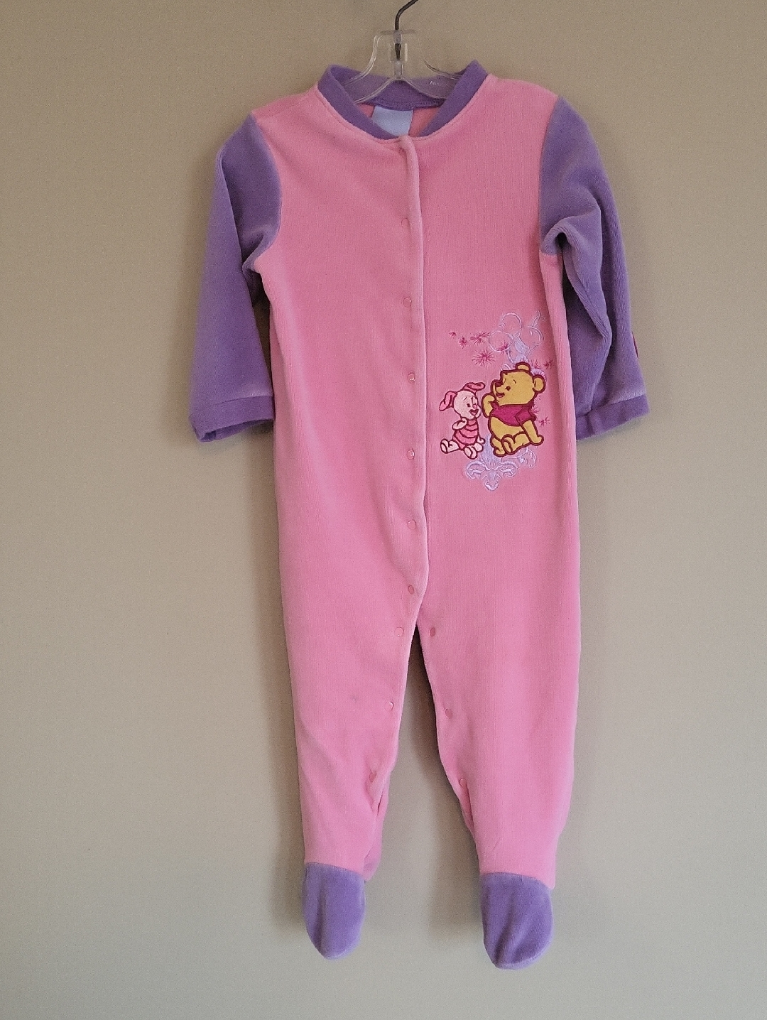 Disney Winnie-The-Pooh Embrodiered Velour Sleeper/Footie.